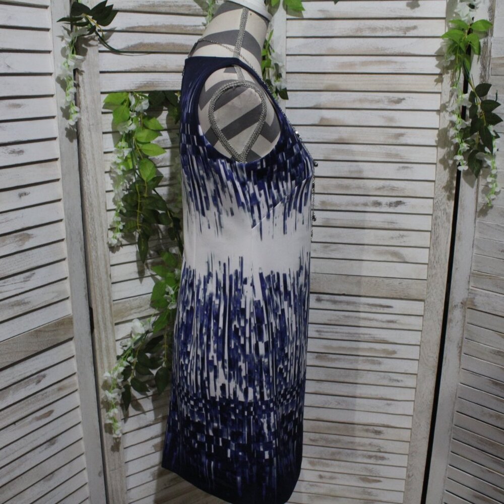 Vince Camuto Blue White Knee Length Sheath Dress (36) - Picture 5 of 16